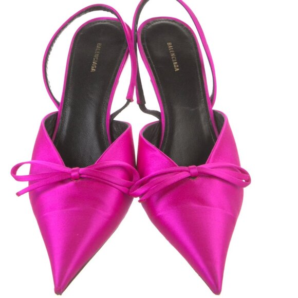 Balenciaga Satin Bow Accents Slingback Pumps - SZ IT 36.5 - Picture 3 of 6